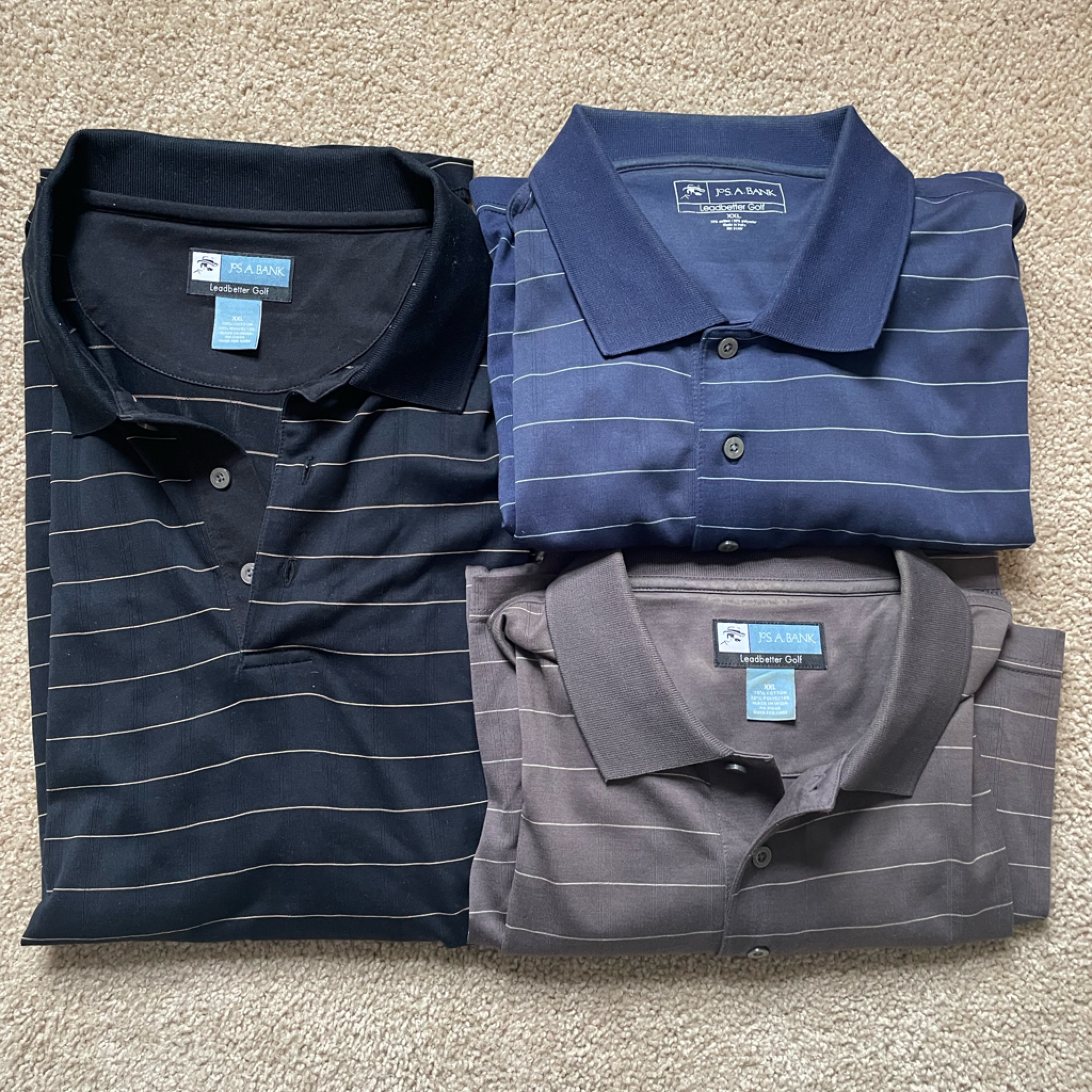 3 Men Jos A Bank Leadbetter Golf Polos Short Sleeve Size Xxl